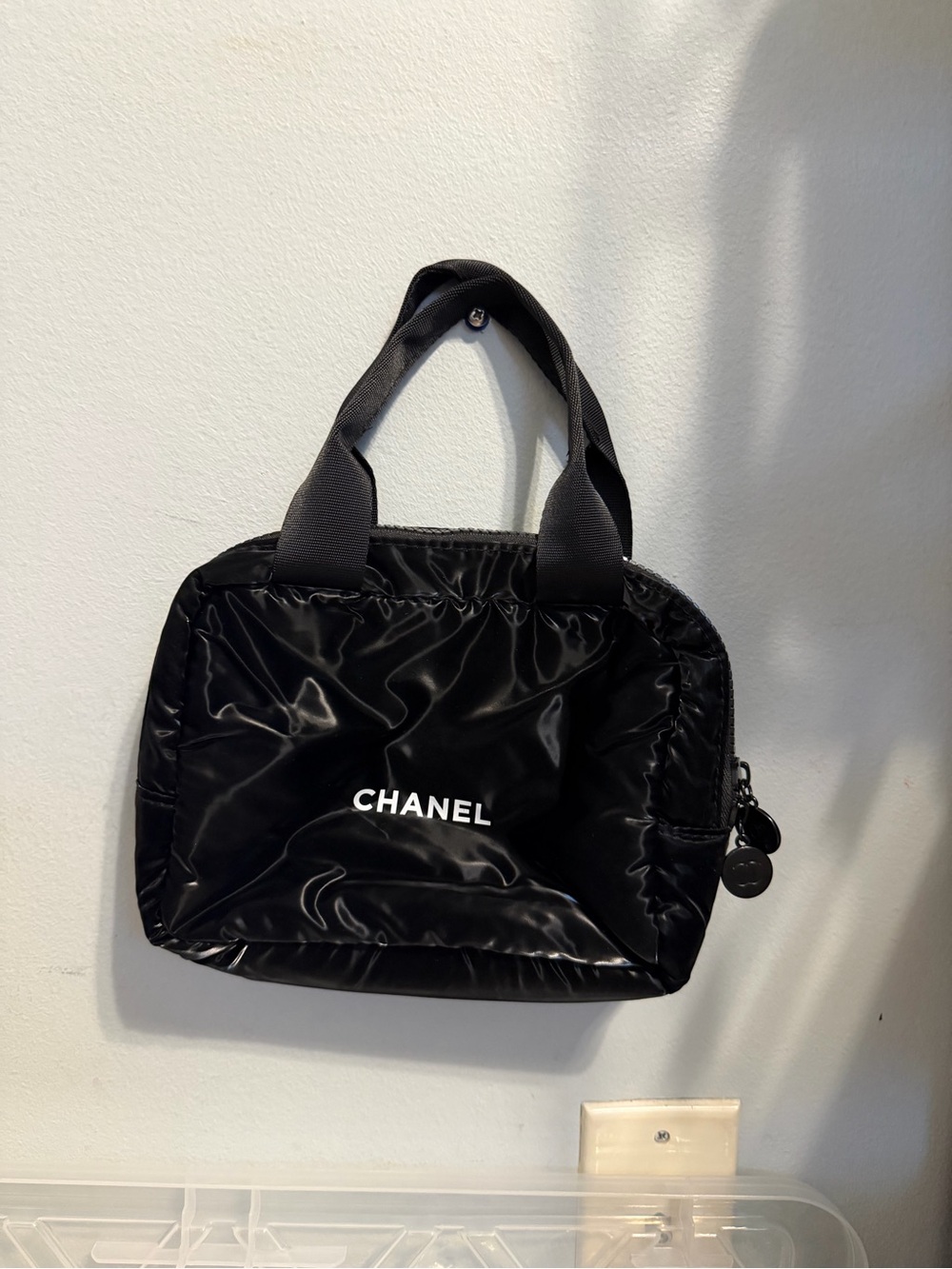 CHANEL GWP/ Novelty Gift Black Quilted Nylon Mini Tote with Top Handles